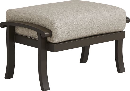 Lake Breeze Aged Bronze Outdoor Ottoman with Wren Cushion