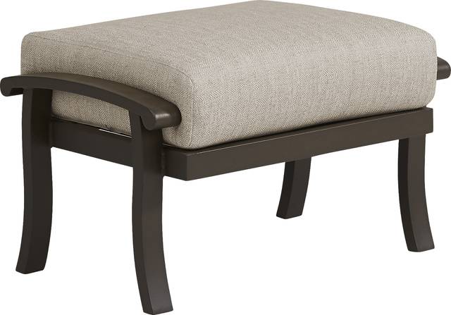 Lake Breeze Aged Bronze Outdoor Ottoman with Wren Cushion - Thumbnail - Image 1