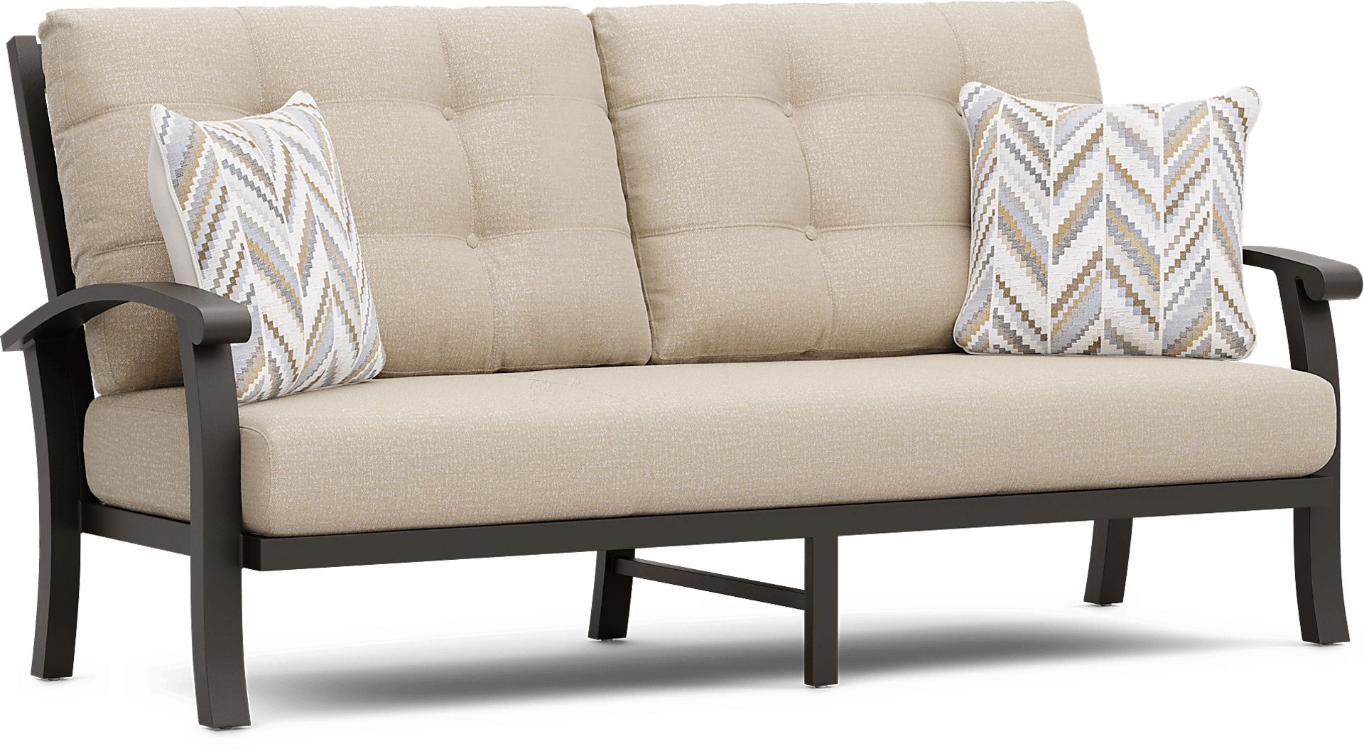 Lake Breeze Aged Bronze 3 Pc Outdoor Seating Set with Hemp-Colored Cushions - Image 3