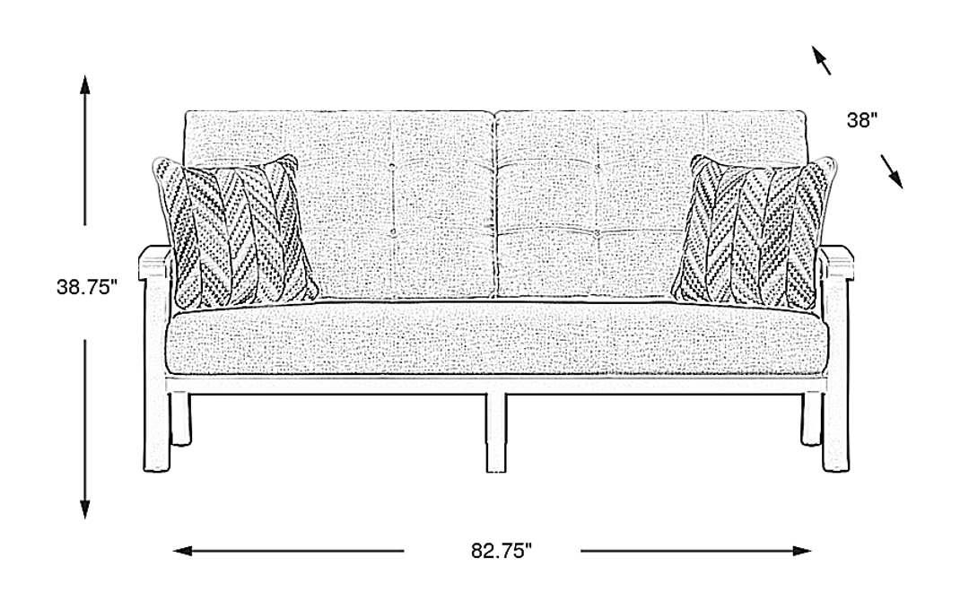 Lake Breeze Aged Bronze Outdoor Sofa with Hemp-Colored Cushions