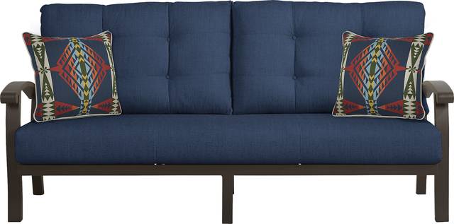 Lake Breeze Aged Bronze Outdoor Sofa With Ink Cushions - Thumbnail - Image 1