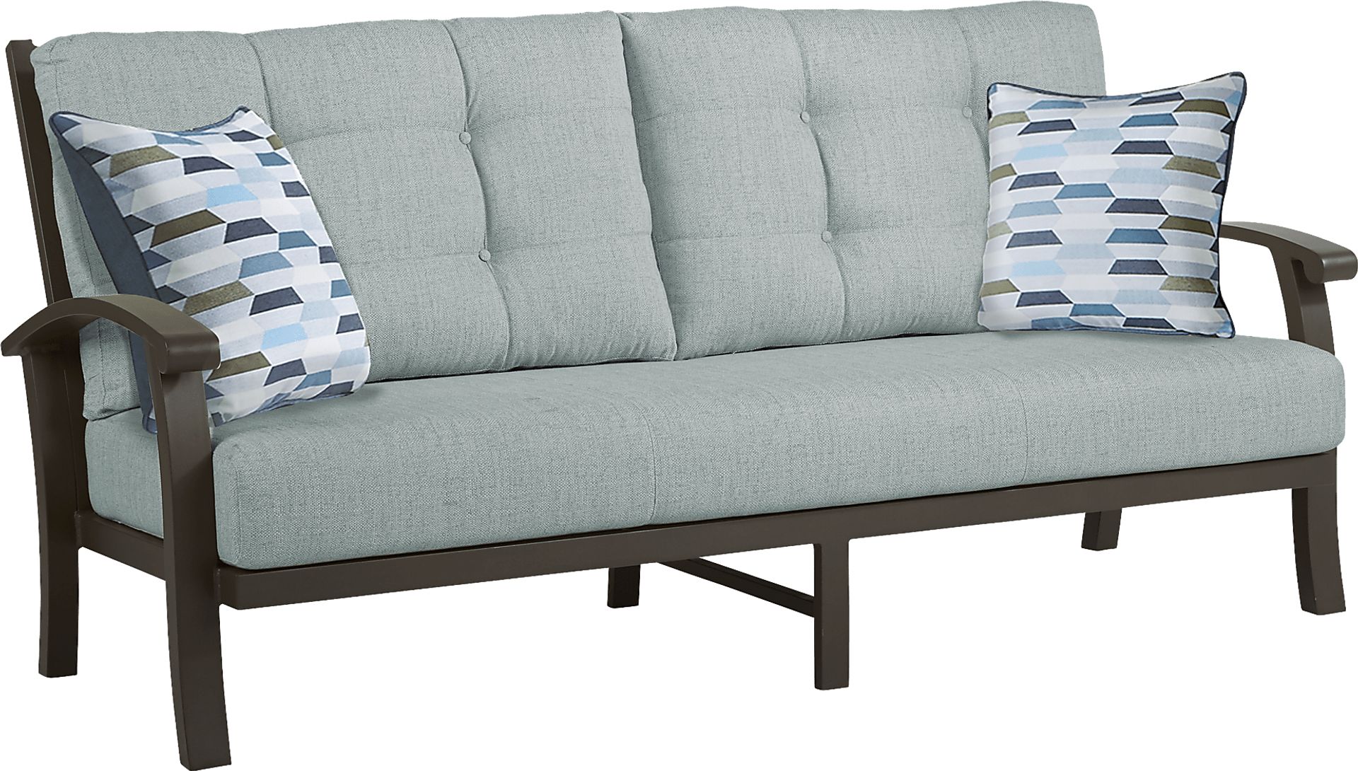 Lake Breeze Aged Bronze Outdoor Sofa with Mist Cushions - Image 3
