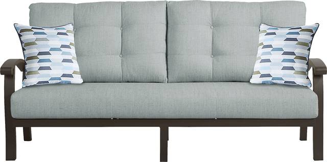 Lake Breeze Aged Bronze Outdoor Sofa with Mist Cushions - Thumbnail - Image 1