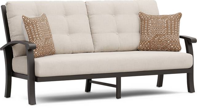 Lake Breeze Aged Bronze Outdoor Sofa with Parchment Cushions - Thumbnail - Image 2