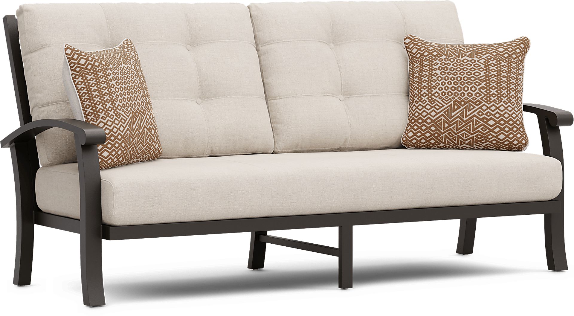 Lake Breeze Aged Bronze Outdoor Sofa with Parchment Cushions - Image 2