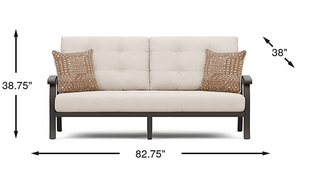 Lake Breeze Aged Bronze Outdoor Sofa with Parchment Cushions