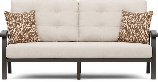 Lake Breeze Aged Bronze Outdoor Sofa with Parchment Cushions - Thumbnail - Image 1