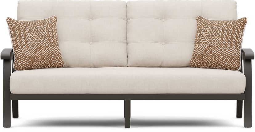 Lake Breeze Aged Bronze Outdoor Sofa with Parchment Cushions