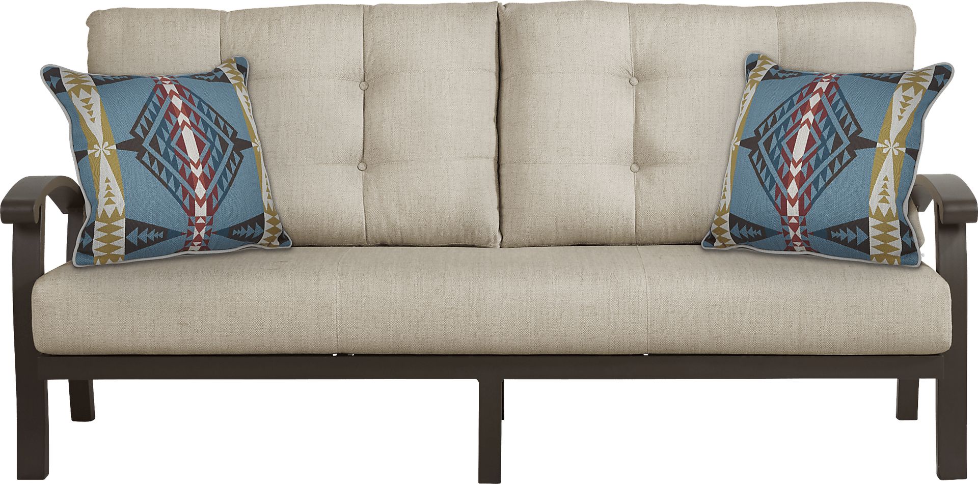 Lake Breeze Aged Bronze Outdoor Sofa With Pebble Cushions - Image 1