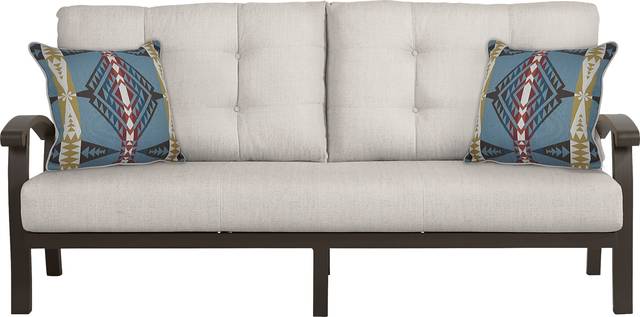 Lake Breeze Aged Bronze Outdoor 4 Pc Seating Set with Rollo Linen Cushions - Thumbnail - Image 2