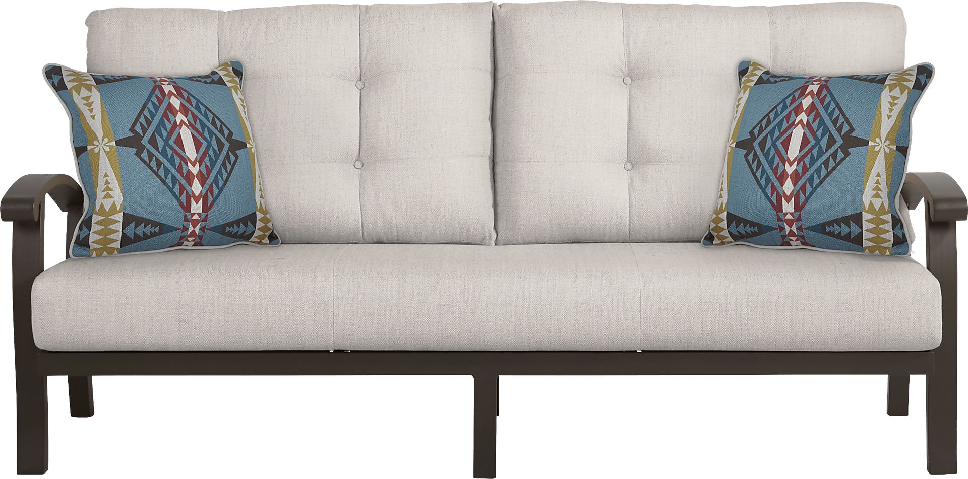 Lake Breeze Aged Bronze Outdoor 4 Pc Seating Set with Rollo Linen Cushions - Image 2