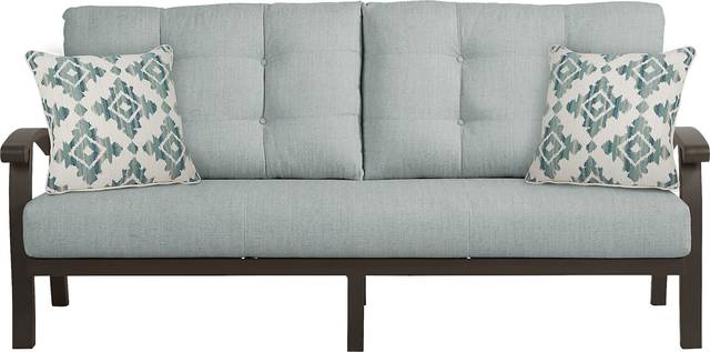 Lake Breeze Aged Bronze Outdoor 4 Pc Seating Set with Seafoam Cushions - Thumbnail - Image 2