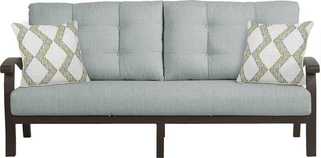 Lake Breeze Aged Bronze Outdoor Sofa with Mist Cushions - Thumbnail - Image 1