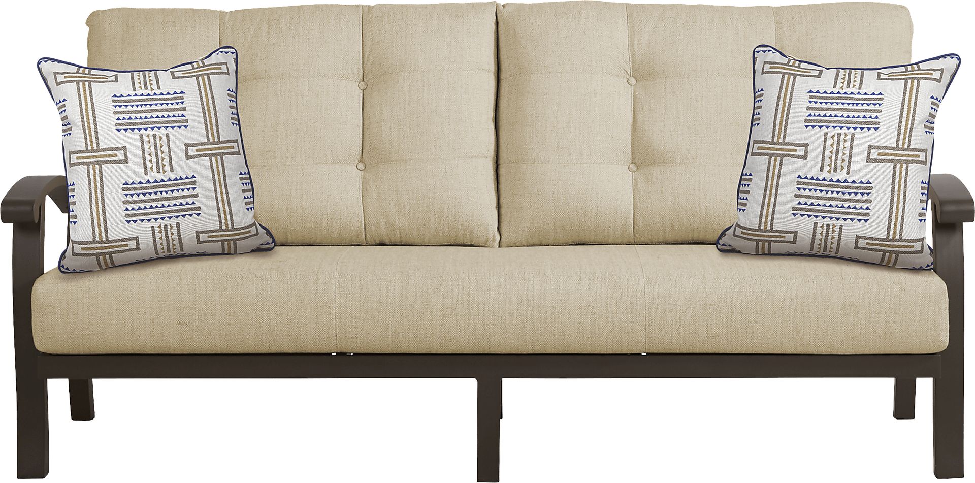 Lake Breeze Aged Bronze Outdoor Sofa with Straw Cushions - Image 2
