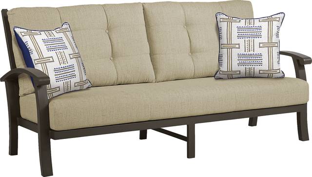 Lake Breeze Aged Bronze Outdoor Sofa with Straw Cushions - Thumbnail - Image 1