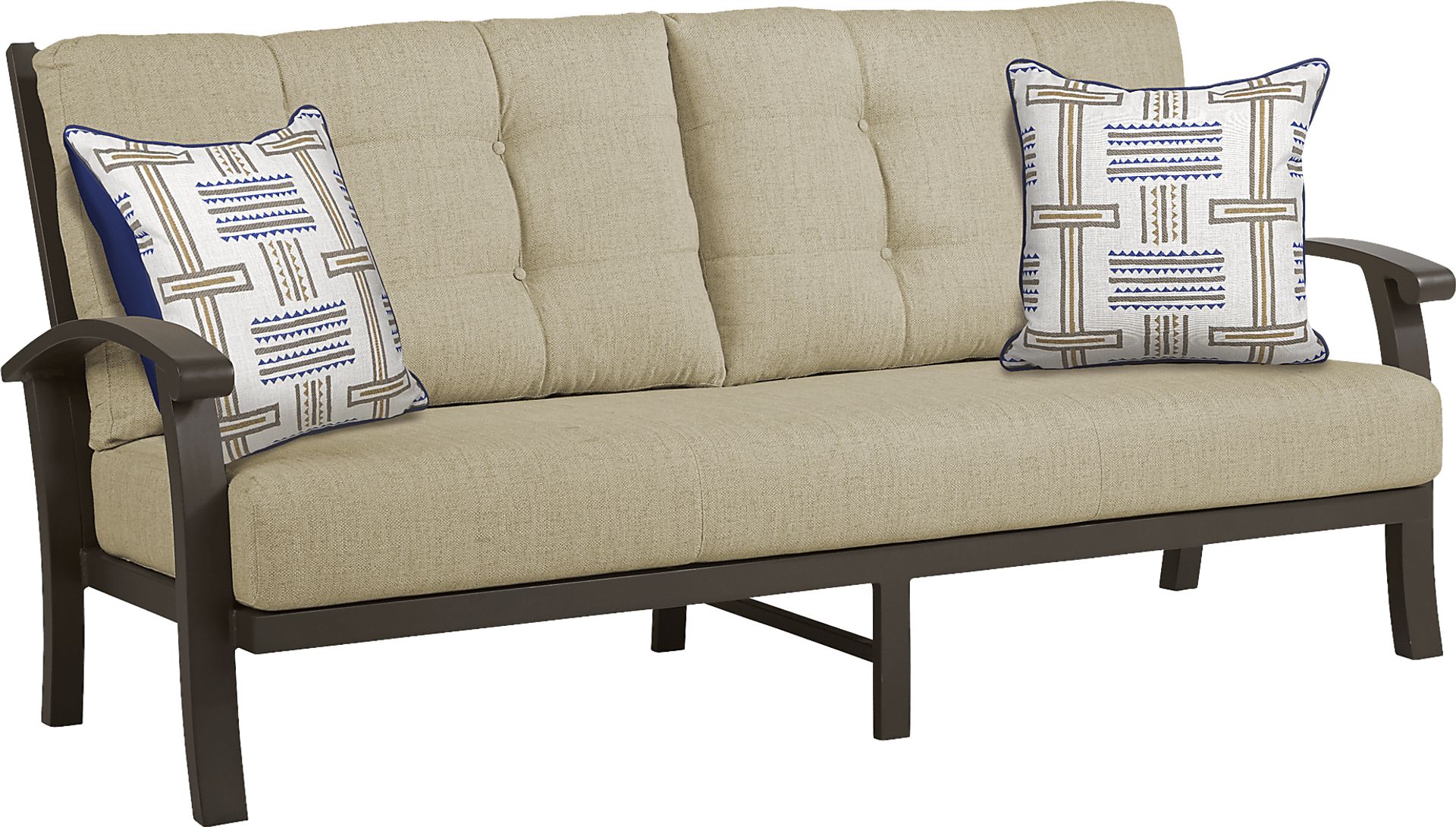 Lake Breeze Aged Bronze Outdoor Sofa with Straw Cushions - Image 1
