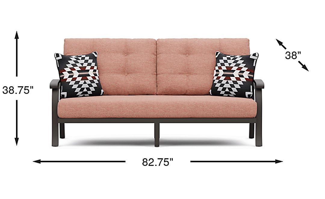 Lake Breeze Aged Bronze Outdoor Sofa with Terracotta Cushions