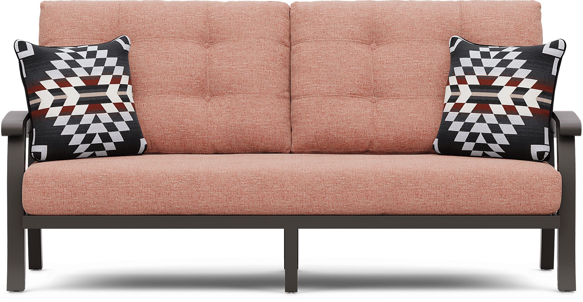 Lake Breeze Aged Bronze Outdoor Sofa with Terracotta Cushions - Image 1