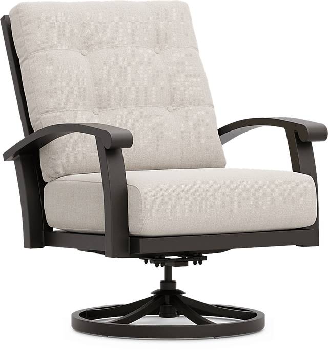 Lake Breeze Aged Bronze Outdoor Swivel Club Chair with Desert Cushions - Thumbnail - Image 1