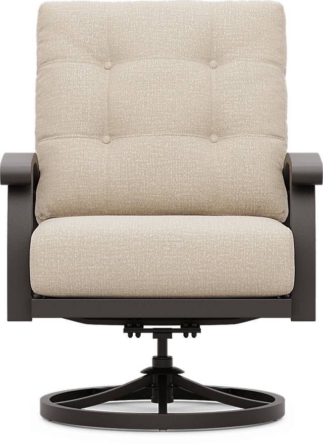 Lake Breeze Aged Bronze Outdoor Swivel Club Chair with Hemp-Colored Cushions - Thumbnail - Image 2