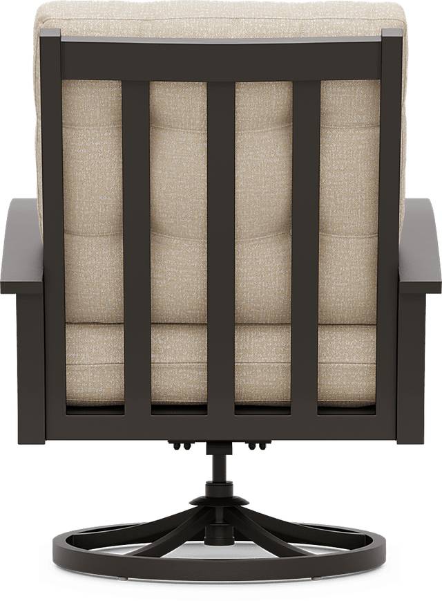 Lake Breeze Aged Bronze Outdoor Swivel Club Chair with Hemp-Colored Cushions - Thumbnail - Image 3