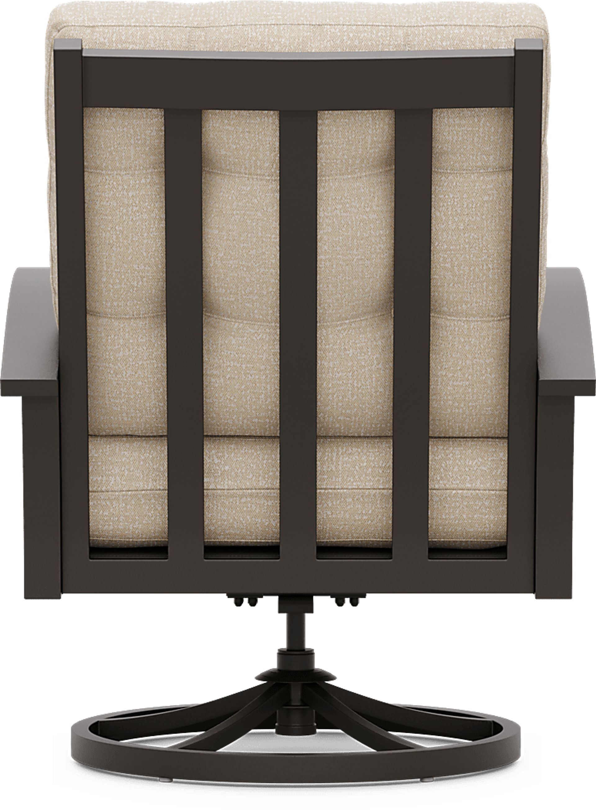 Lake Breeze Aged Bronze Outdoor Swivel Club Chair with Hemp-Colored Cushions - Image 3