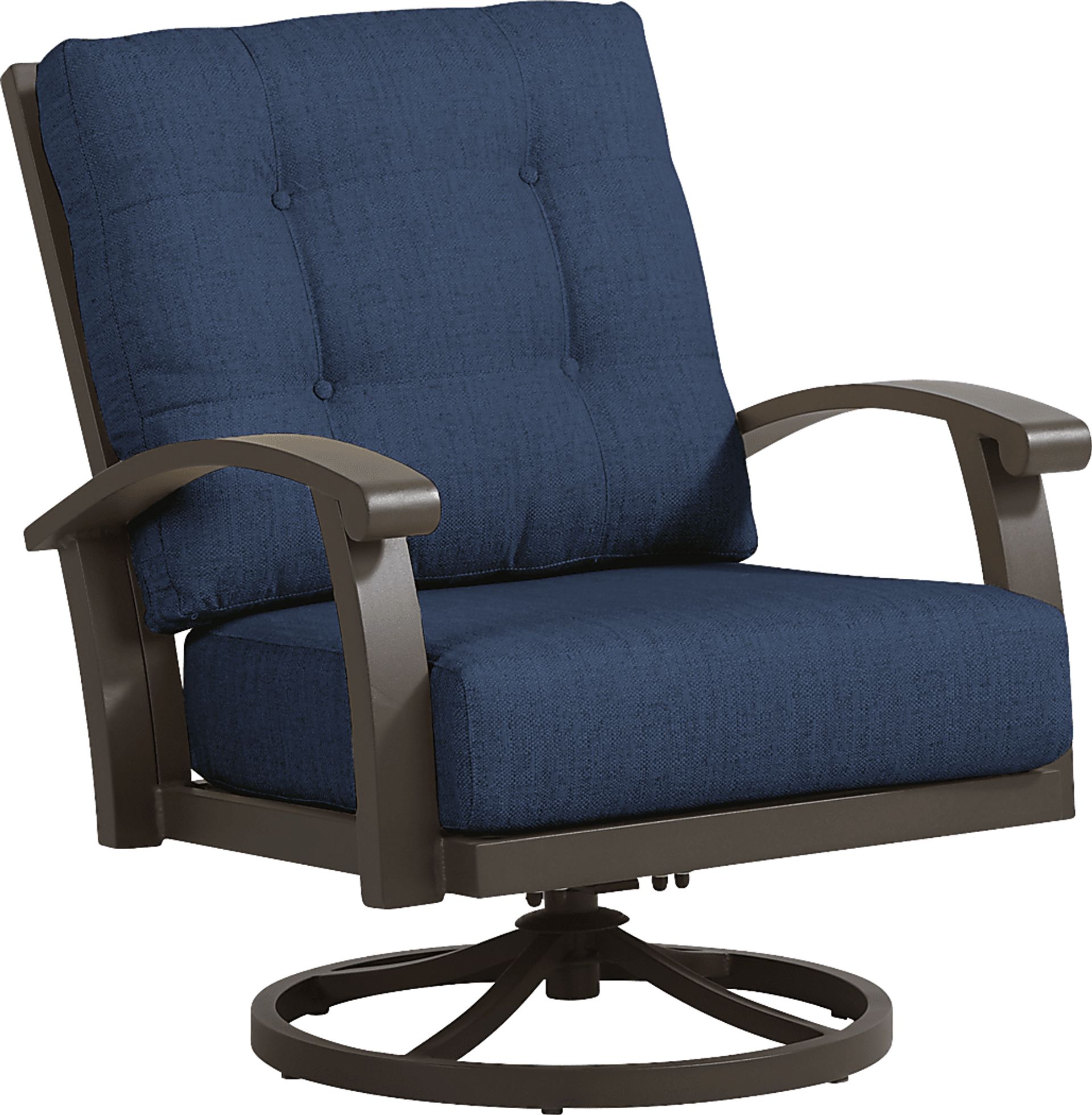 Lake Breeze Aged Bronze Outdoor Swivel Chair with Ink Cushions - Image 1