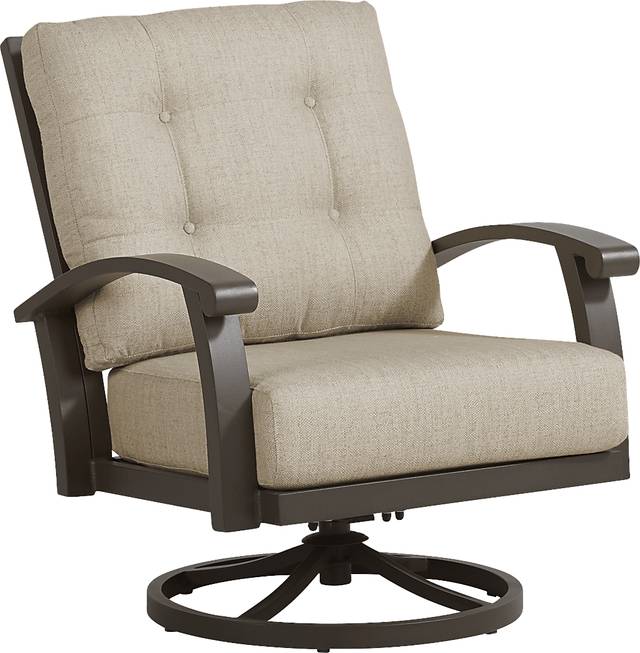 Lake Breeze Aged Bronze Outdoor Swivel Chair with Pebble Cushions - Thumbnail - Image 1