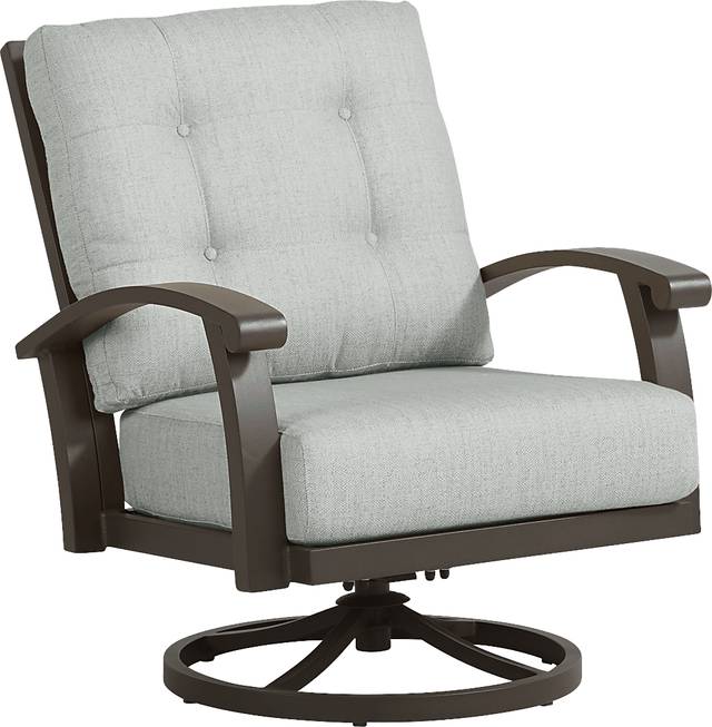 Lake Breeze Aged Bronze Outdoor Swivel Chair with Rollo Seafoam Cushions - Thumbnail - Image 1