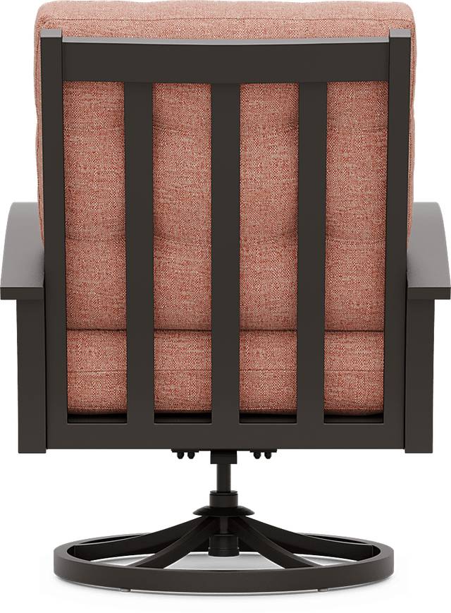 Lake Breeze Aged Bronze Outdoor Swivel Club Chair with Terracotta Cushions - Thumbnail - Image 3