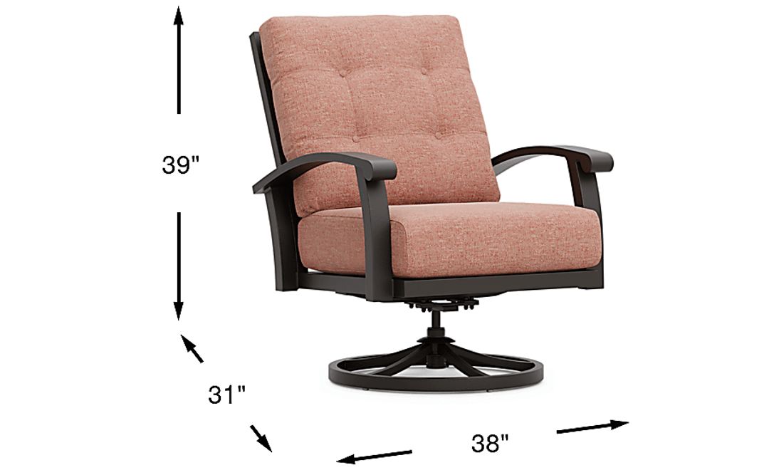 Lake Breeze Aged Bronze Outdoor Swivel Club Chair with Terracotta Cushions