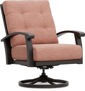 Lake Breeze Aged Bronze Outdoor Swivel Club Chair with Terracotta Cushions
