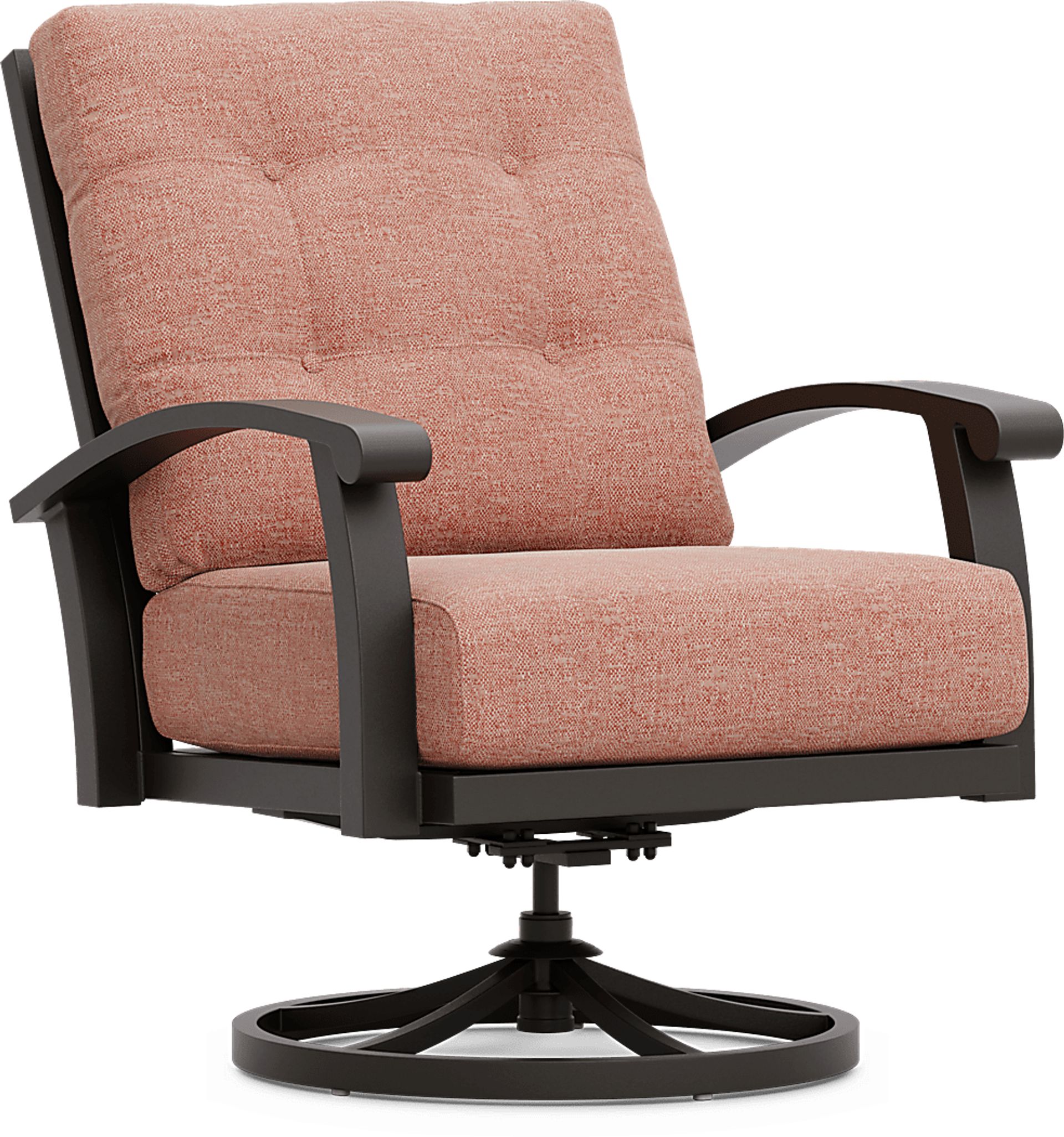 Lake Breeze Aged Bronze Outdoor Swivel Club Chair with Terracotta Cushions - Image 1