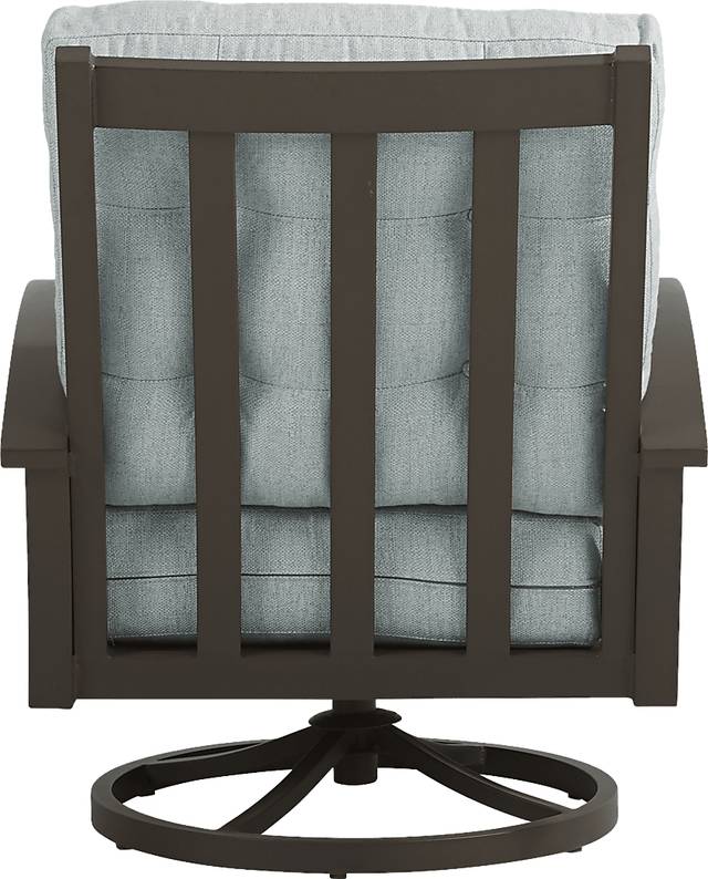 Lake Breeze Aged Bronze Outdoor Swivel Club Chair with Mist Cushions - Thumbnail - Image 4