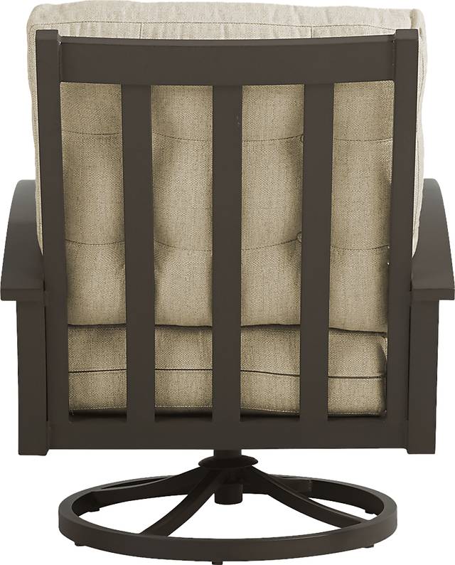 Lake Breeze Aged Bronze 5 Pc Fire Pit Set with Swivel Chairs and Straw Cushions - Thumbnail - Image 6
