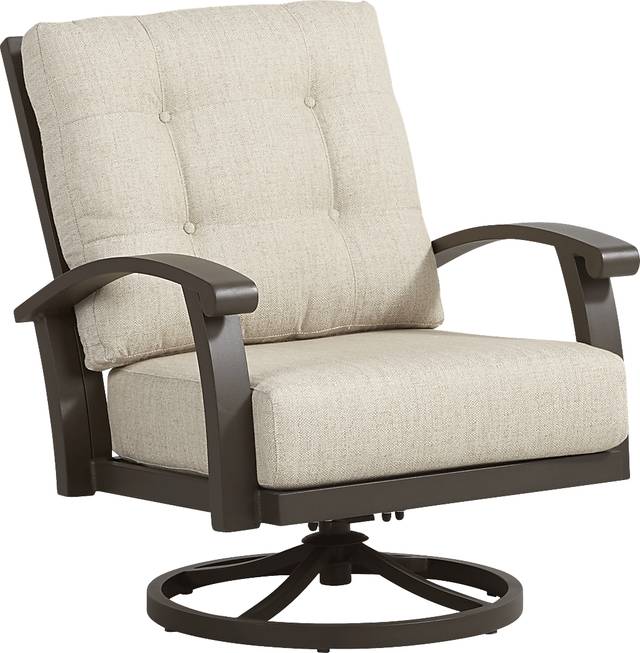 Lake Breeze Aged Bronze Outdoor Swivel Club Chair with Wren Cushions - Thumbnail - Image 1