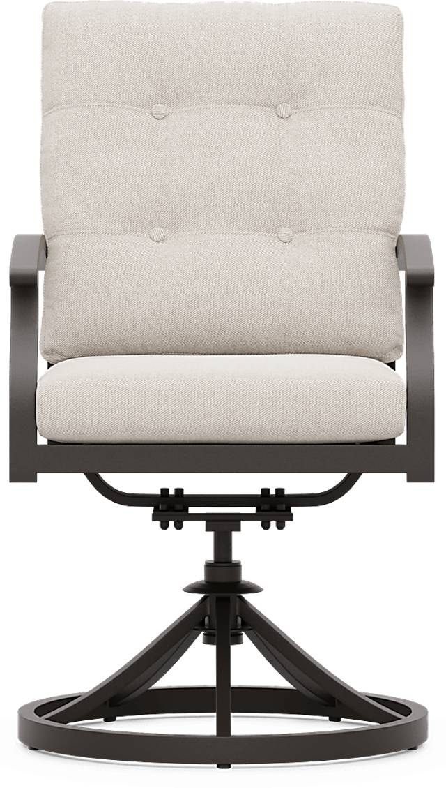 Lake Breeze Aged Bronze Outdoor Swivel Dining Chair with Desert Cushions - Thumbnail - Image 2