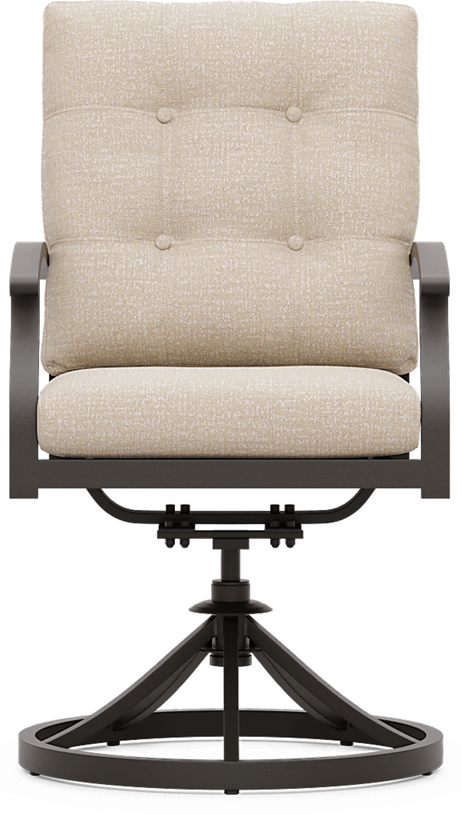 Lake Breeze Aged Bronze Outdoor Swivel Dining Chair with Hemp-Colored Cushions - Image 2