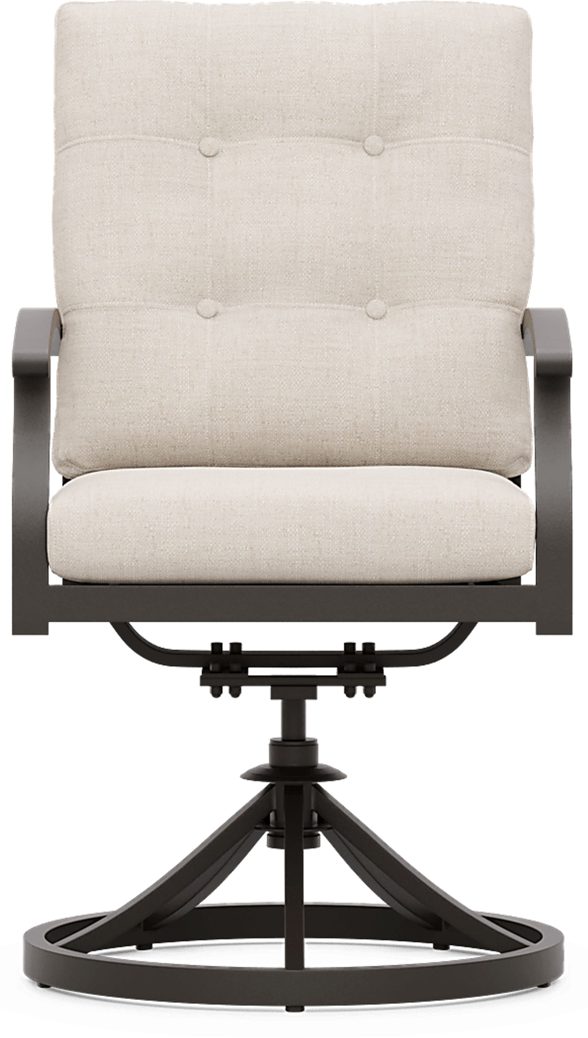 Lake Breeze Aged Bronze Outdoor Swivel Dining Chair with Parchment Cushions - Image 2