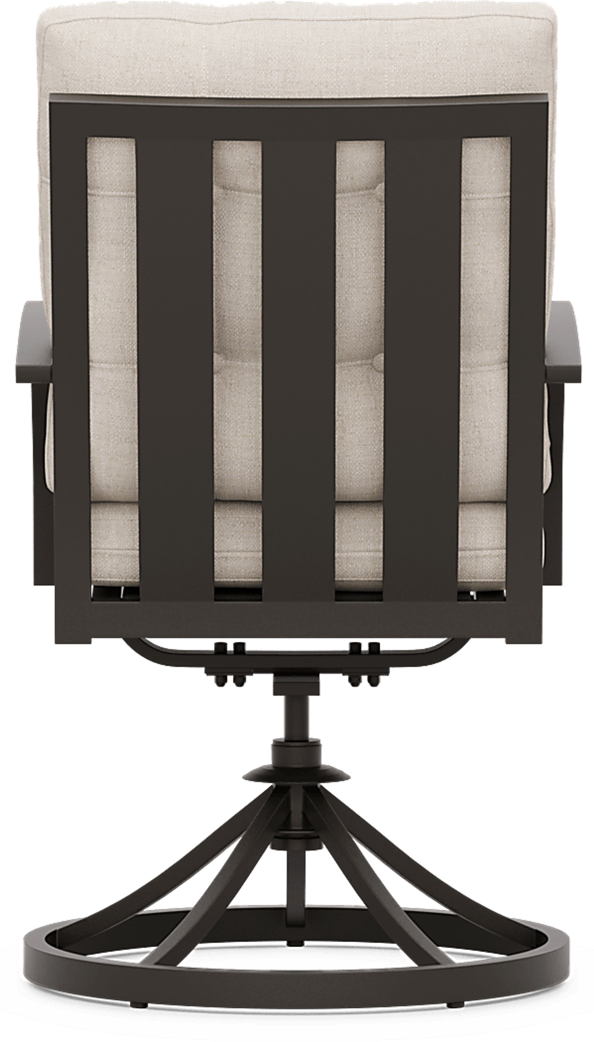 Lake Breeze Aged Bronze Outdoor Swivel Dining Chair with Parchment Cushions - Image 3