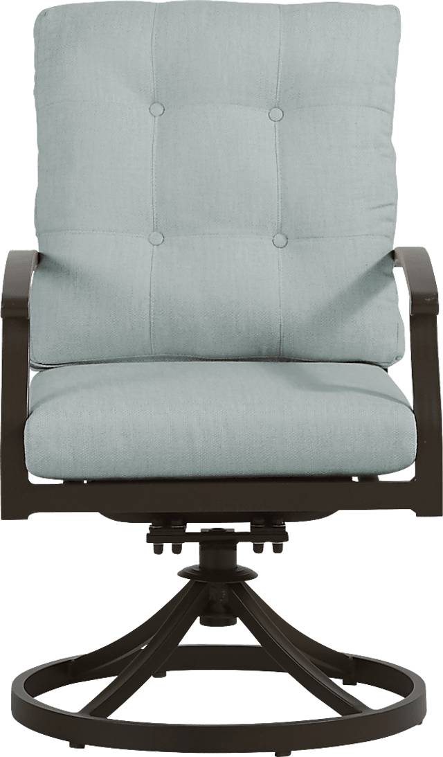 Lake Breeze Aged Bronze Outdoor Swivel Dining Chair with Mist Cushions - Thumbnail - Image 2