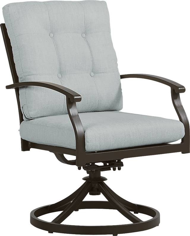 Lake Breeze Aged Bronze Outdoor Swivel Dining Chair with Mist Cushions - Thumbnail - Image 1