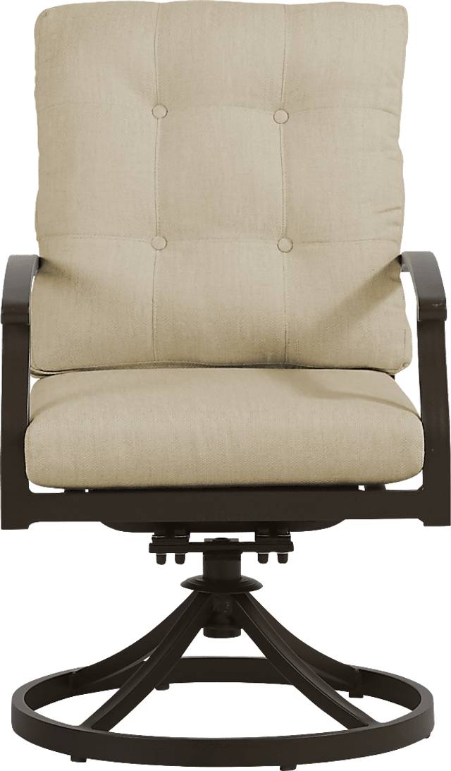 Lake Breeze Aged Bronze Outdoor Swivel Dining Chair with Straw Cushions - Thumbnail - Image 2