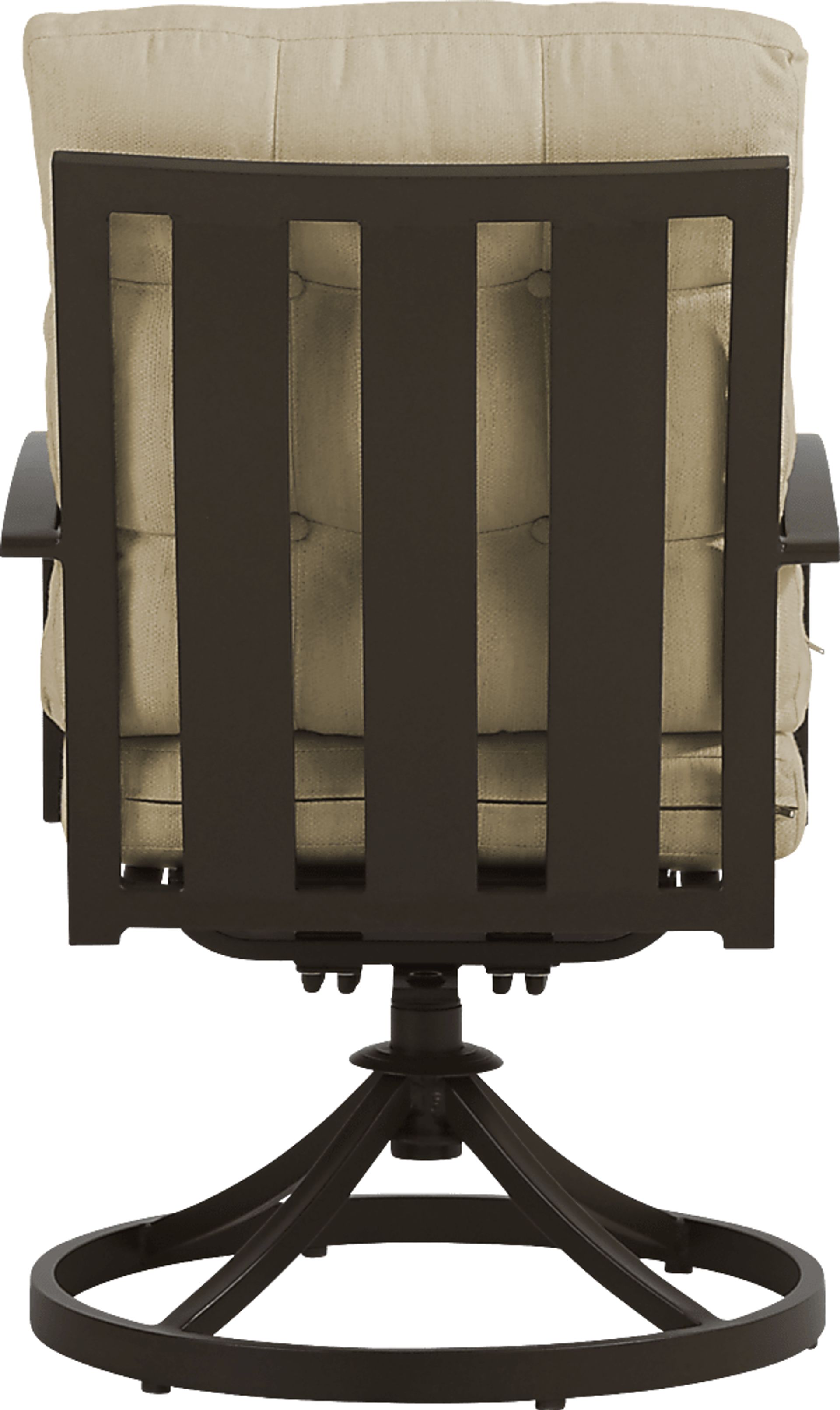 Lake Breeze Aged Bronze Outdoor Swivel Dining Chair with Straw Cushions - Image 3