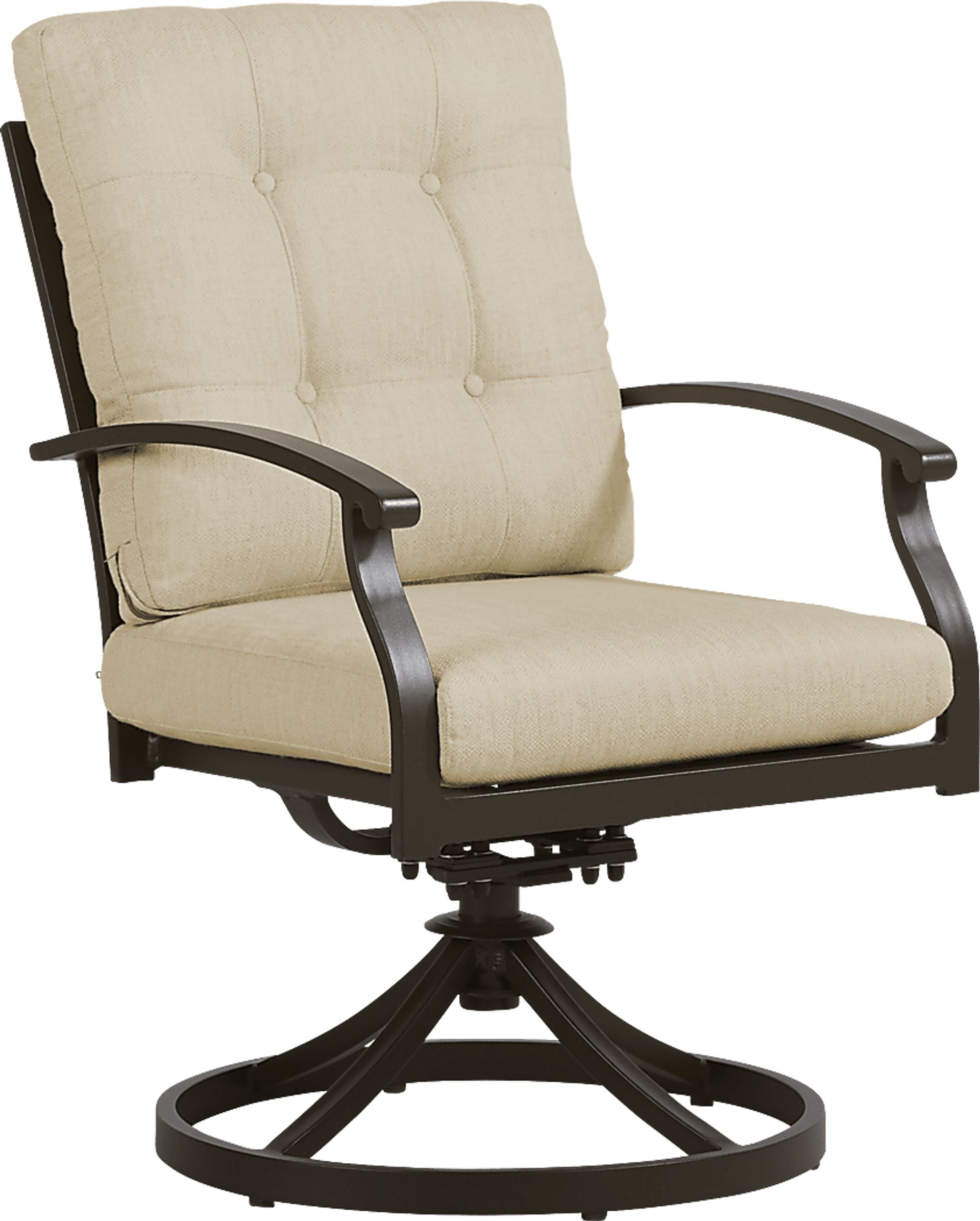 Lake Breeze Aged Bronze Outdoor Swivel Dining Chair with Straw Cushions - Image 1