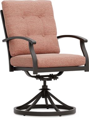 Lake Breeze Aged Bronze Outdoor Swivel Dining Chair with Terracotta Cushions