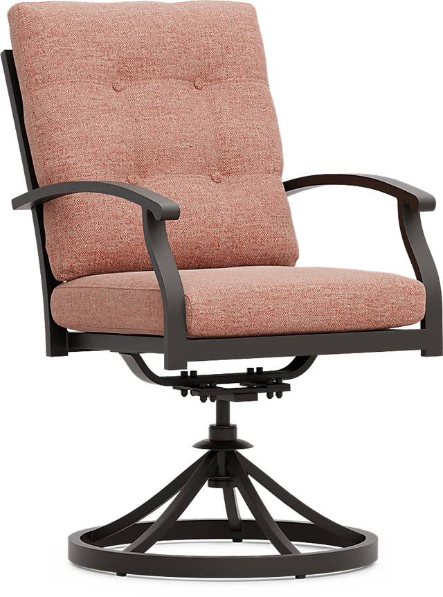 Lake Breeze Aged Bronze Outdoor Swivel Dining Chair with Terracotta Cushions - Thumbnail - Image 1