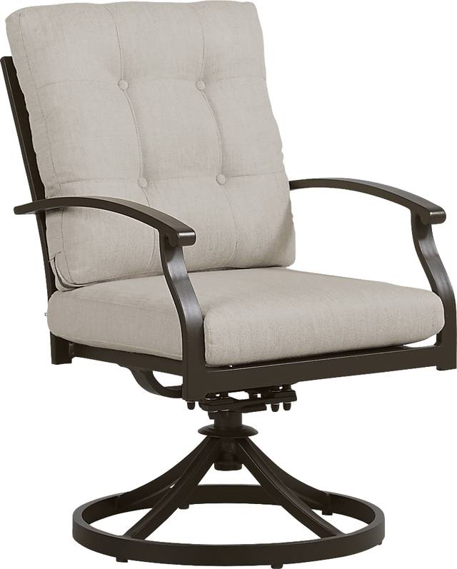 Lake Breeze Aged Bronze Outdoor Swivel Dining Chair with Wren Cushions - Thumbnail - Image 1