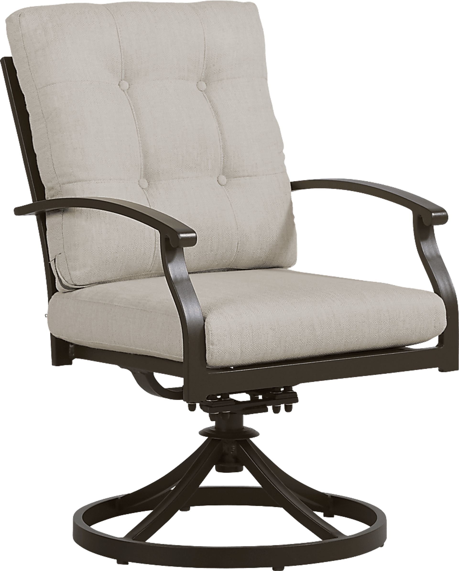 Lake Breeze Aged Bronze Outdoor Swivel Dining Chair with Wren Cushions - Image 1