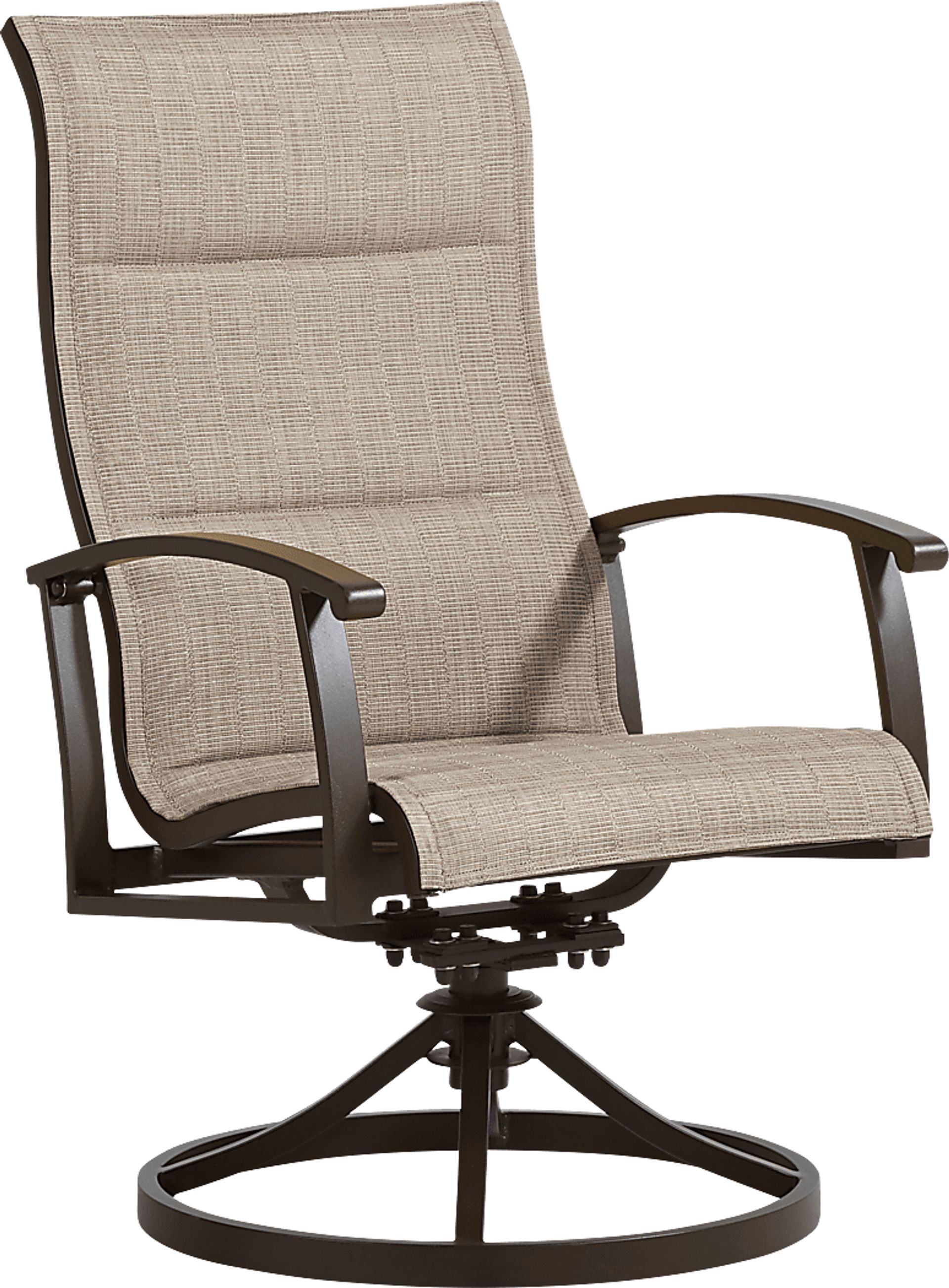 Lake Breeze Aged Bronze Outdoor Swivel Sling Dining Chair - Image 1